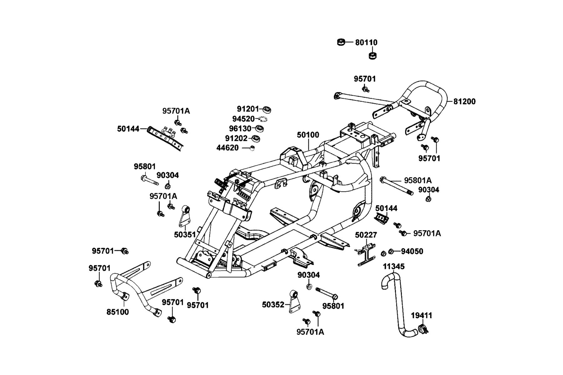MONGOOSE 110i Frame Body parts diagram