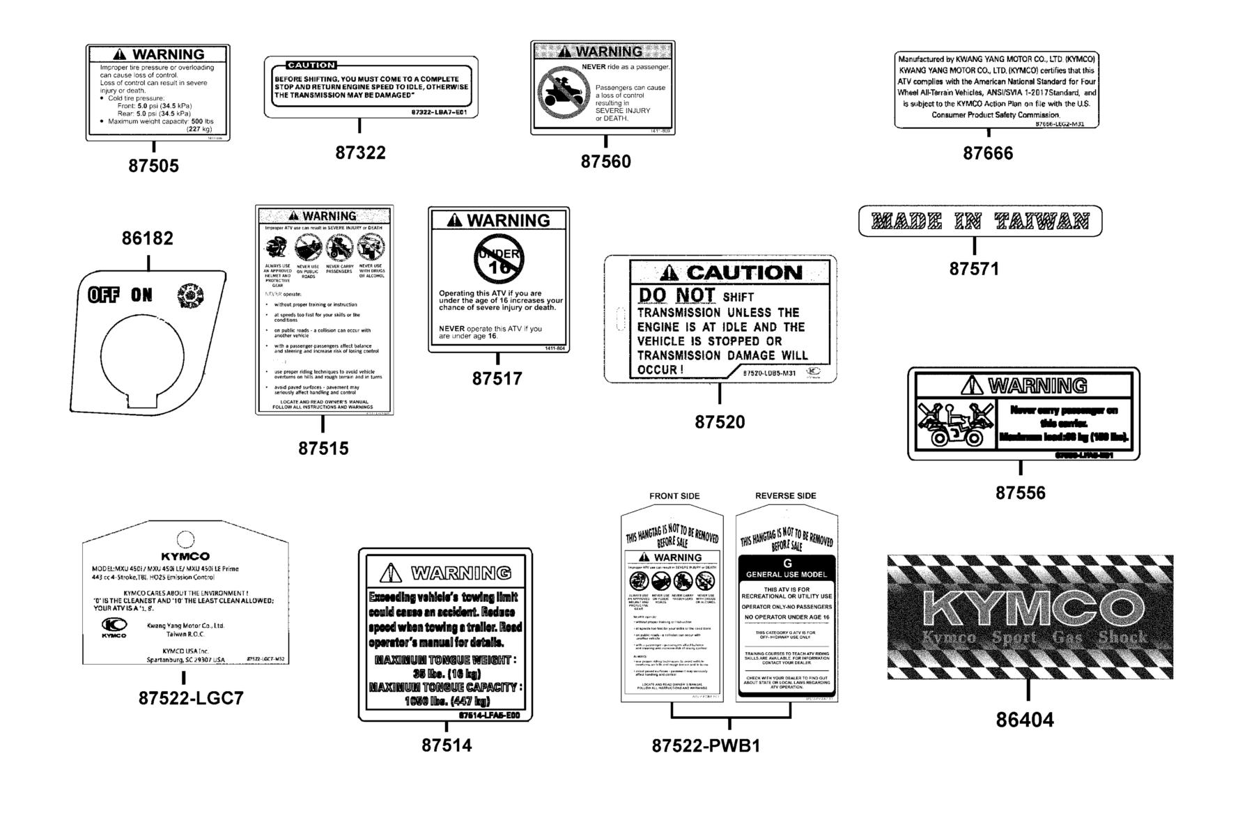 MXU 450i LE(2020) Caution Label parts diagram