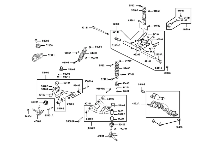 F16 Cushion and Fork Rear parts diagram
