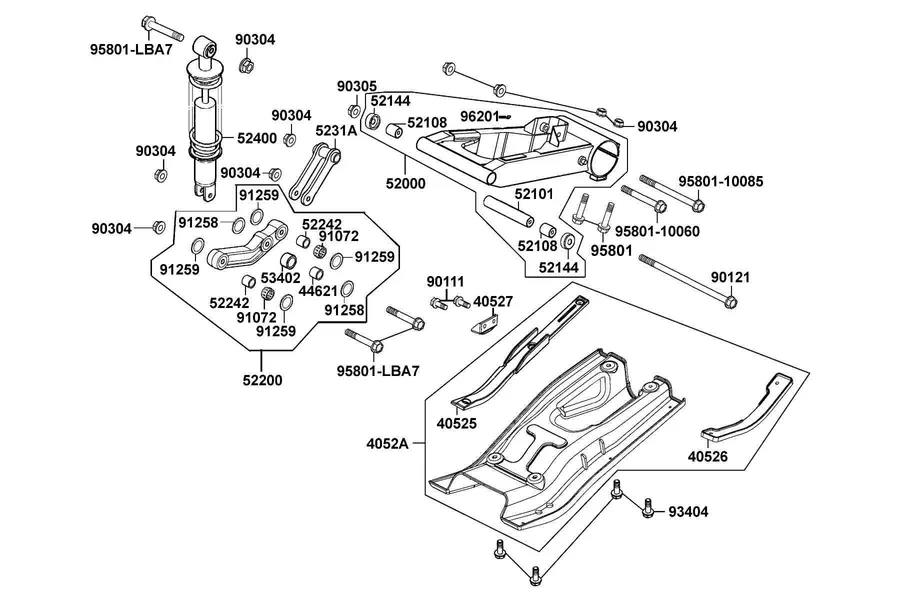 F18 Rear Fork parts diagram
