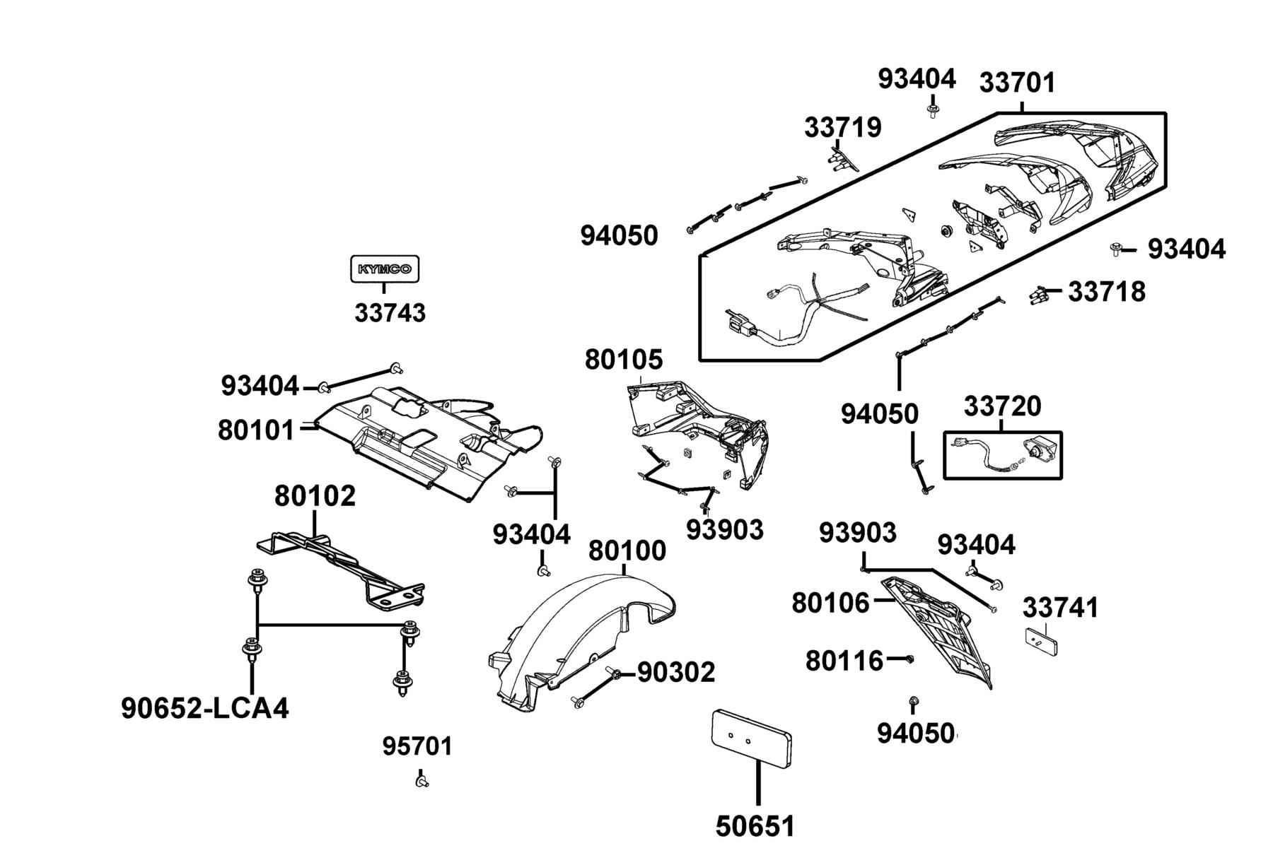 Like 150 Noodoe ABS (2022) Tail Light parts diagram