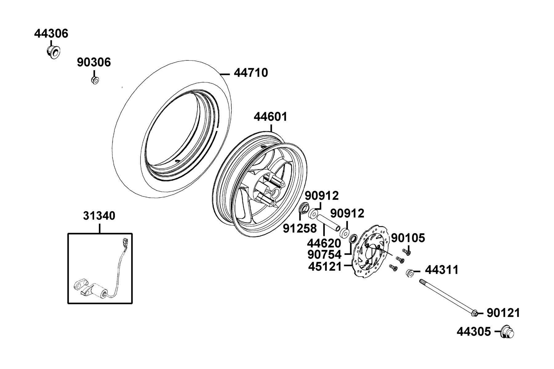 SUPER 8 150X (2022) Front Wheel parts diagram