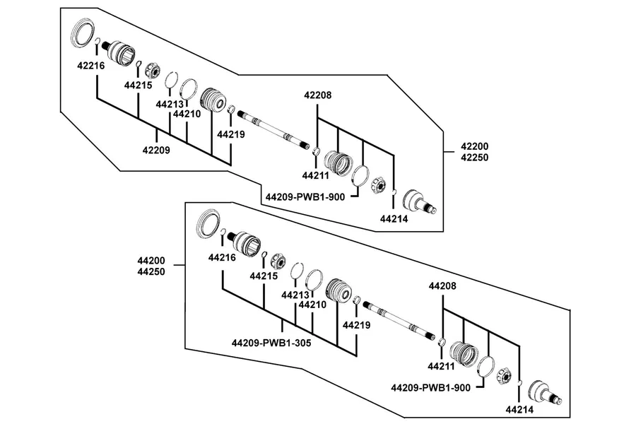 F26 Separated Parts Of Halfshaft parts diagram