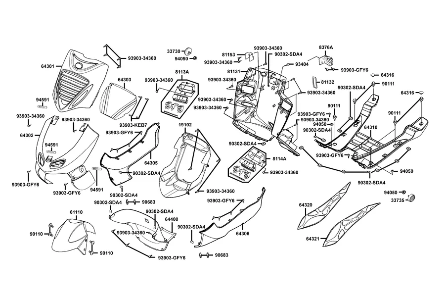 F05 Front Cover and Floor Panet parts diagram