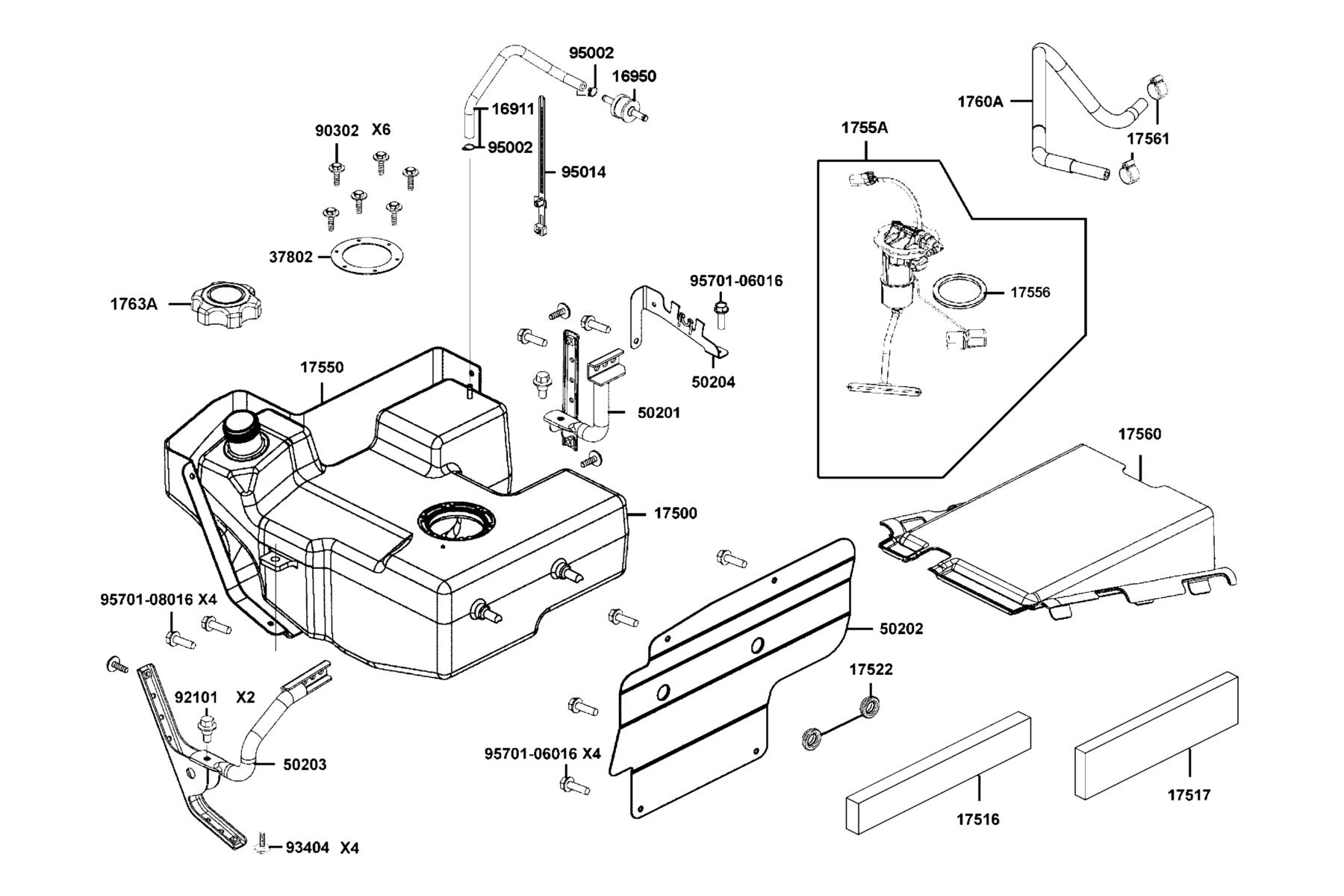 MXU 700i LE Fuel Tank parts diagram