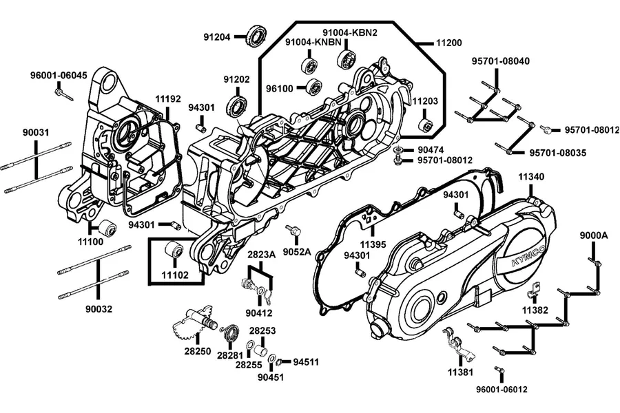 E01 Crank Case parts diagram