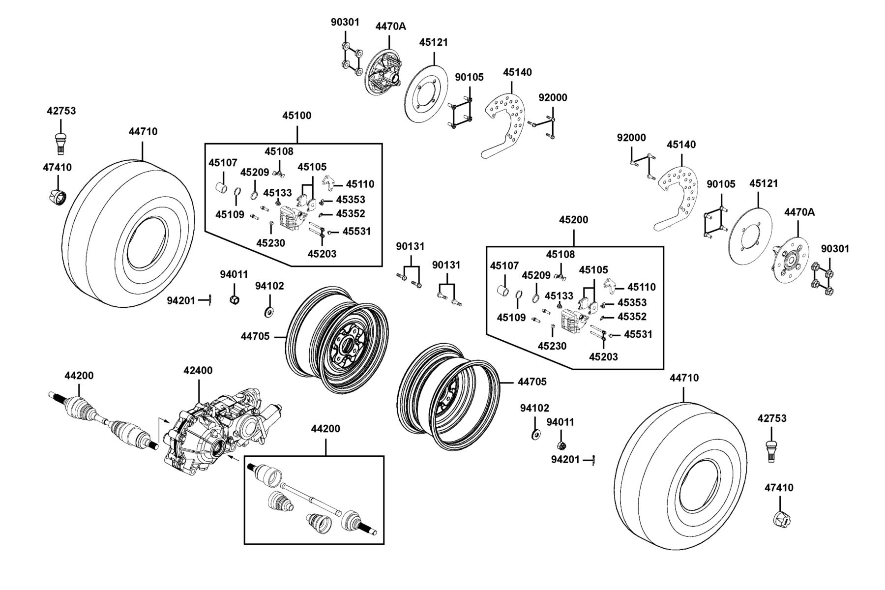 KYMCO MXU 500 (2008-2008) Front Wheel parts diagram