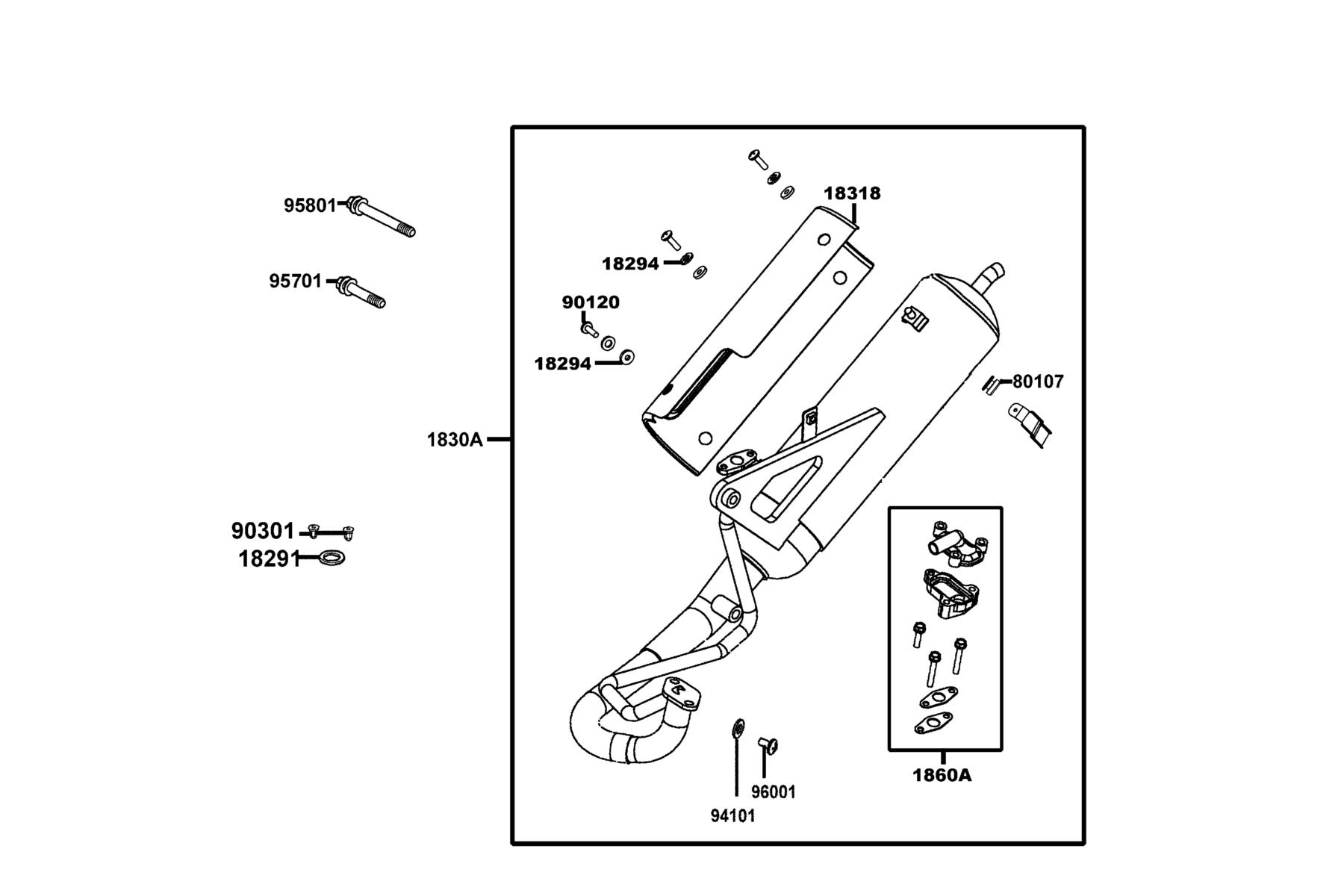 LIKE 50(2013~) Exhaust Muffler parts diagram
