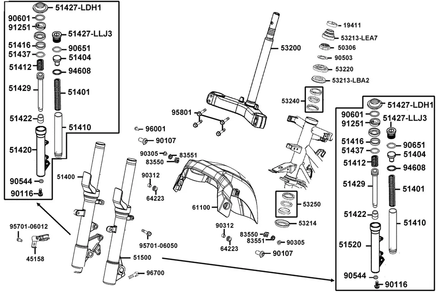 F06 Stem Steering parts diagram