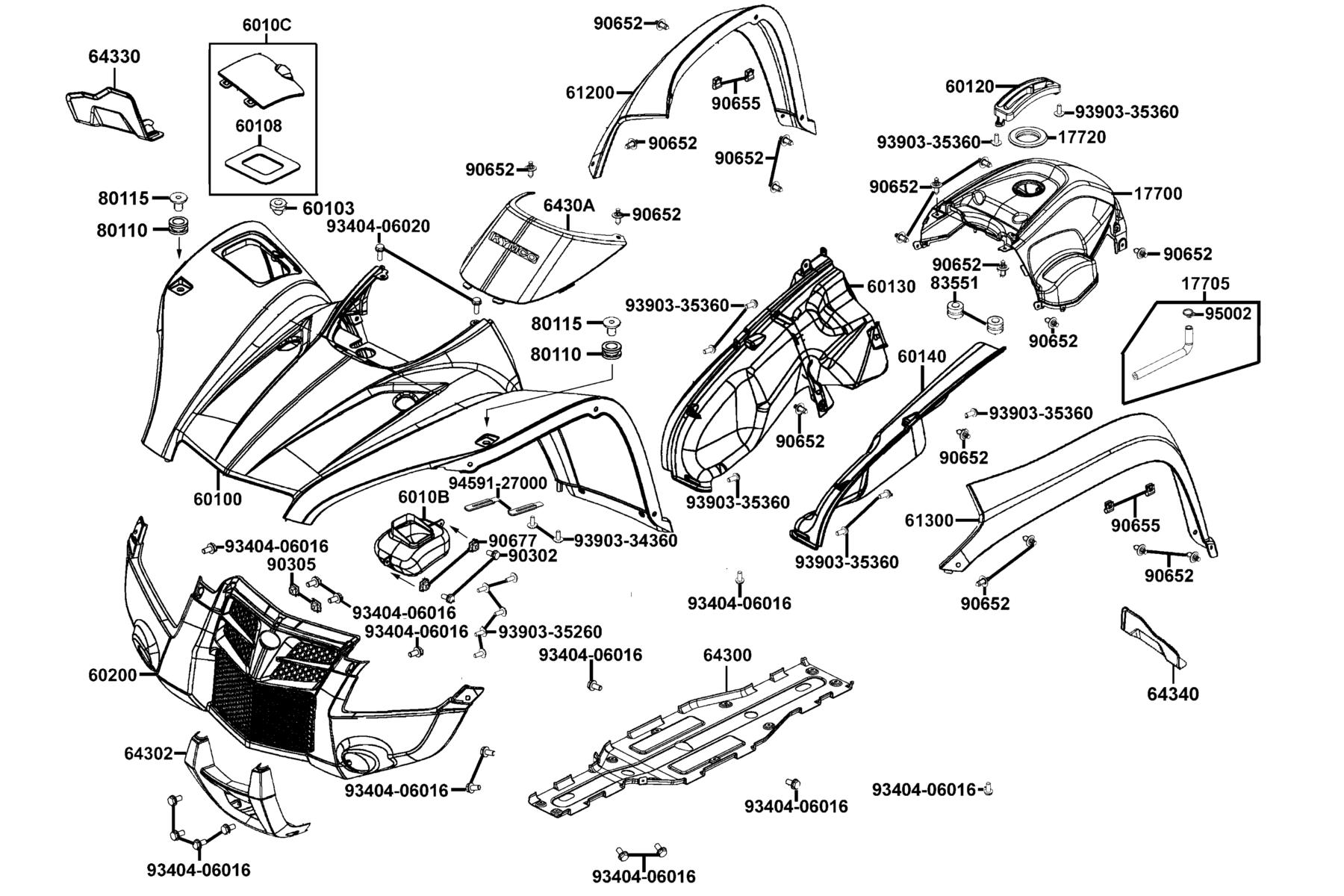 KYMCO MXU 500 (4*4 / IRS) (2009) Fender Front parts diagram