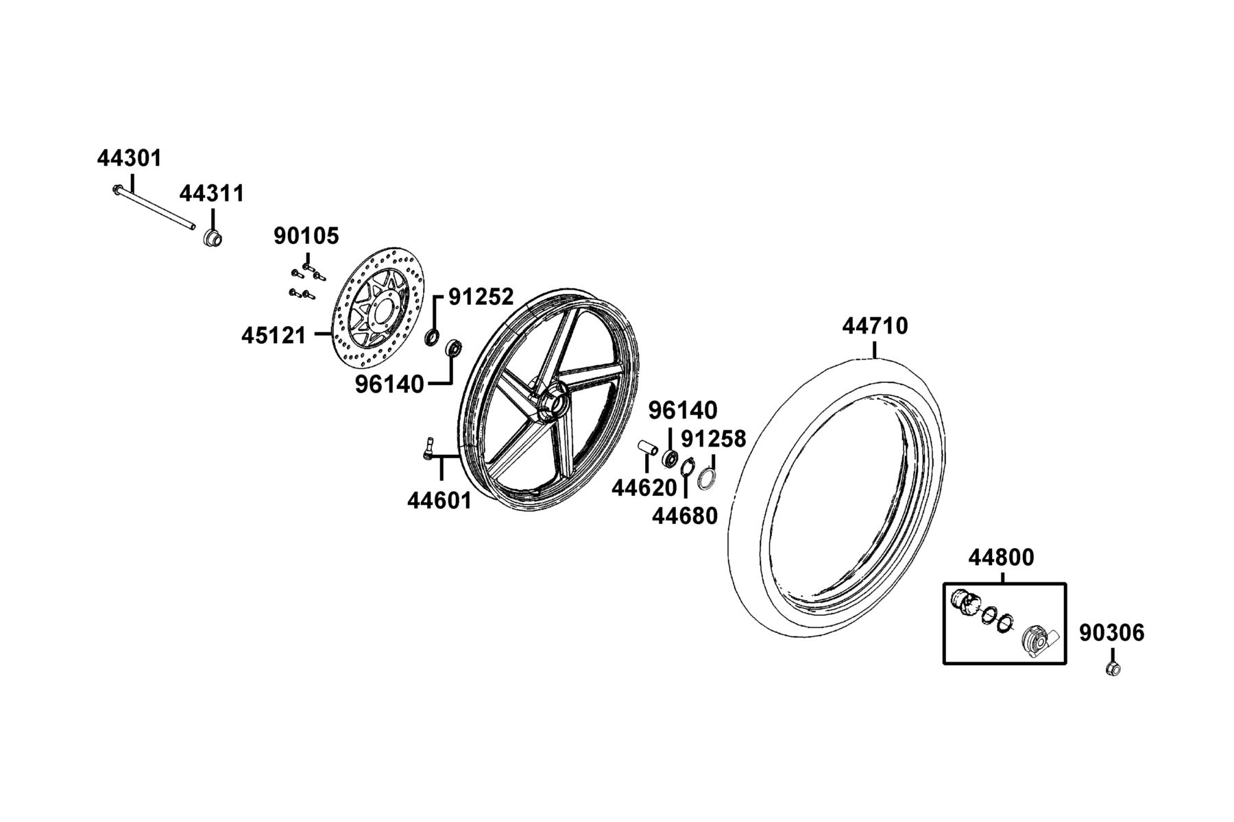 K-PIPE 125(2022) Front Wheel parts diagram