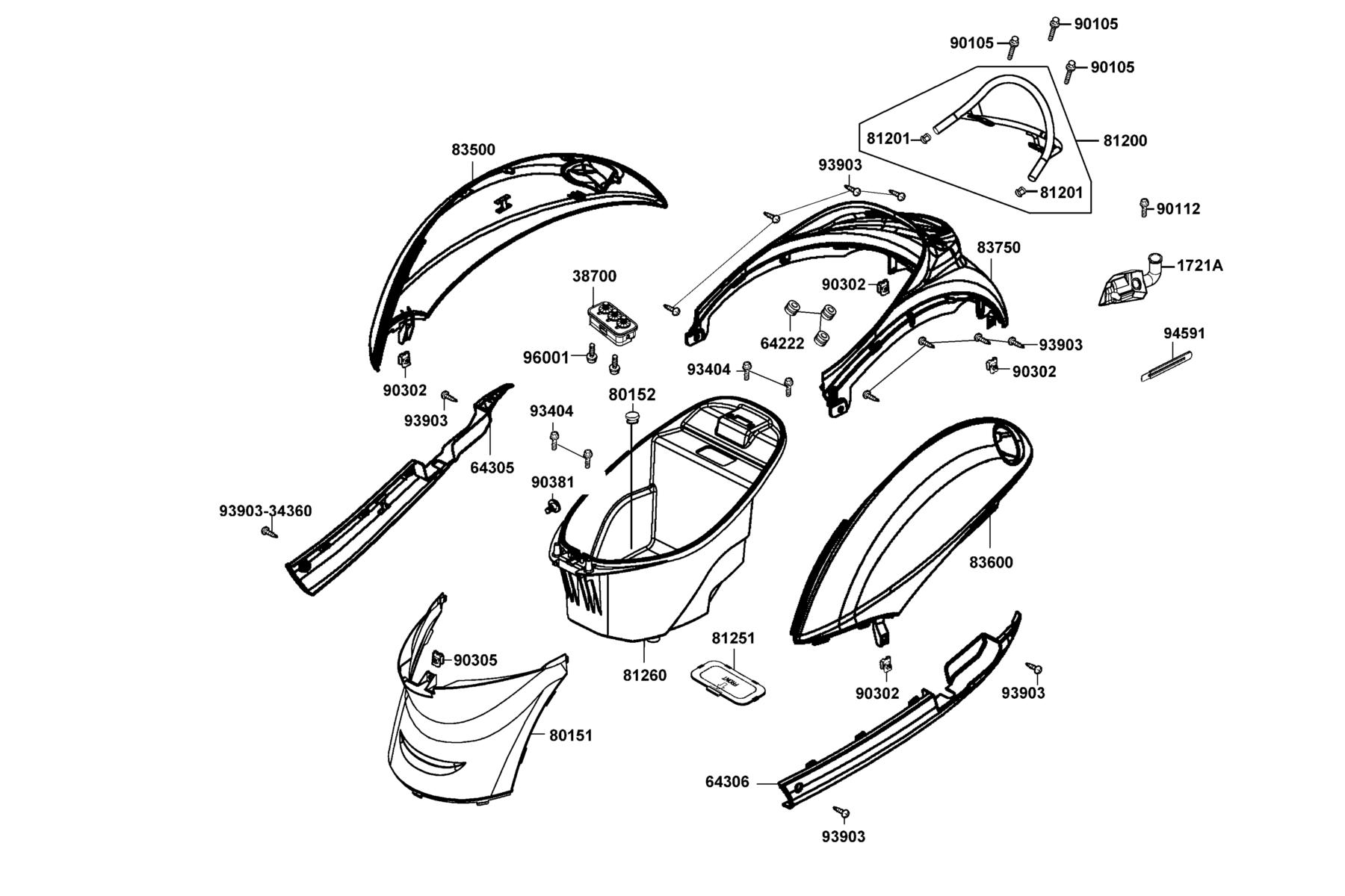 KYMCO SENTO 50 Body Cover and Luggage Box parts diagram