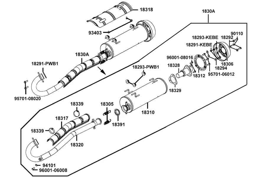 F14 Exhaust Muffler parts diagram