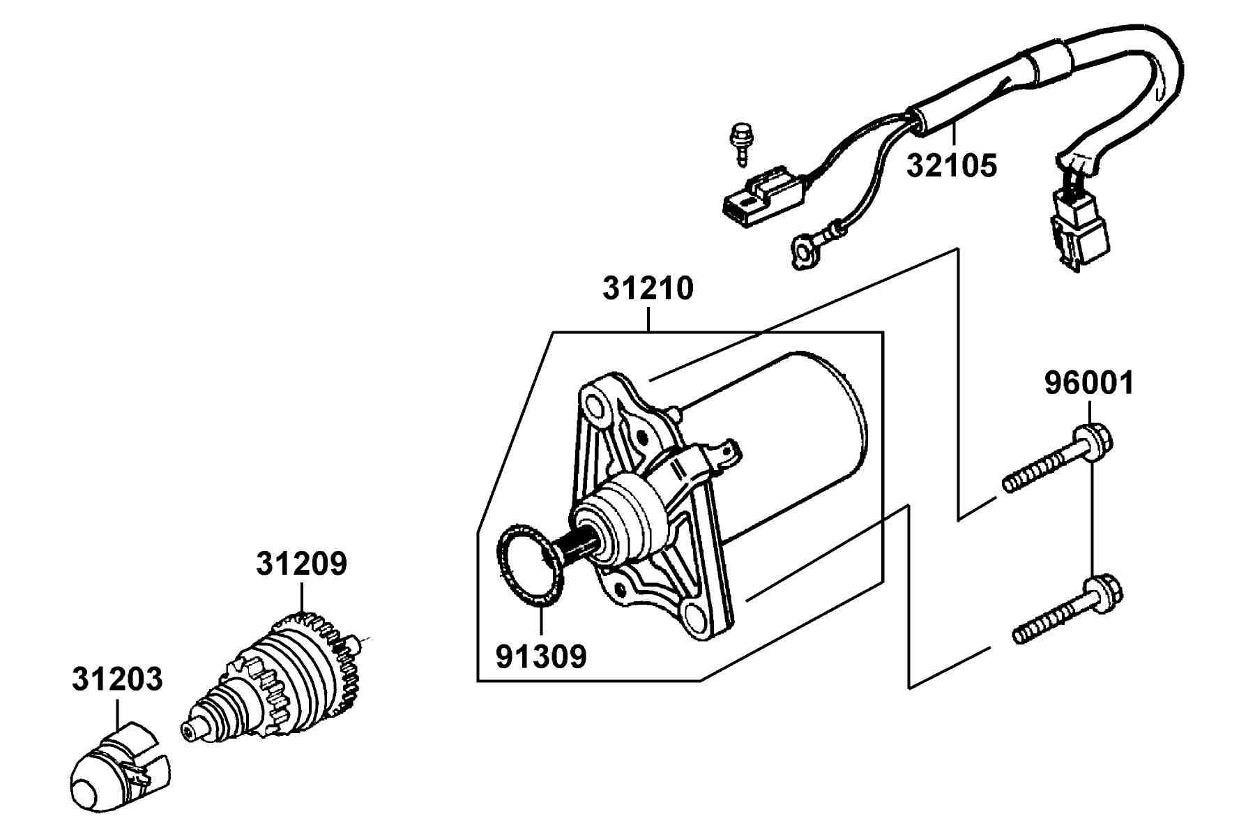 KYMCO Mongoose 50 (2004-2006) Starting Motor parts diagram