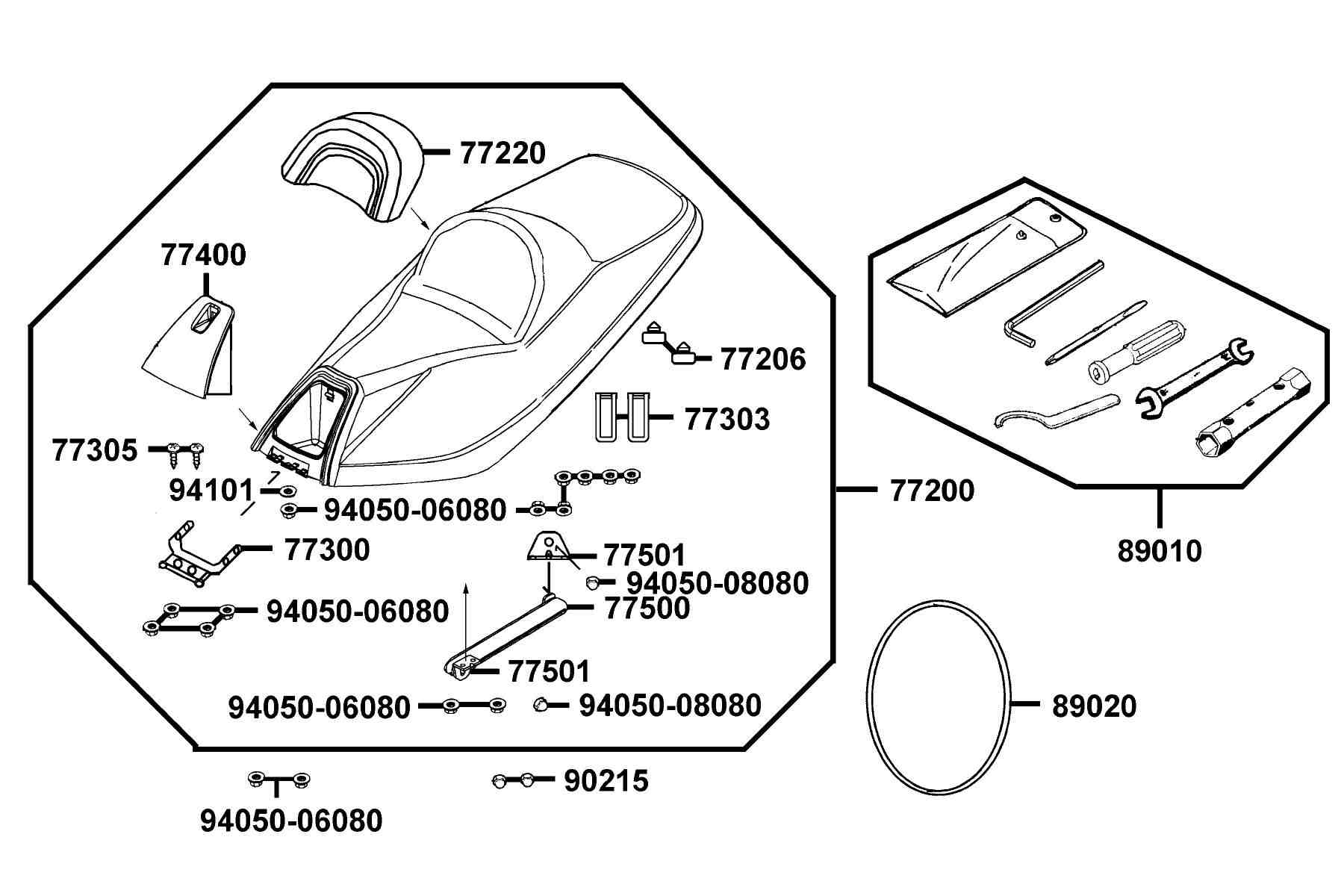 KYMCO XCITING 250 (2008-2008) Seat parts diagram