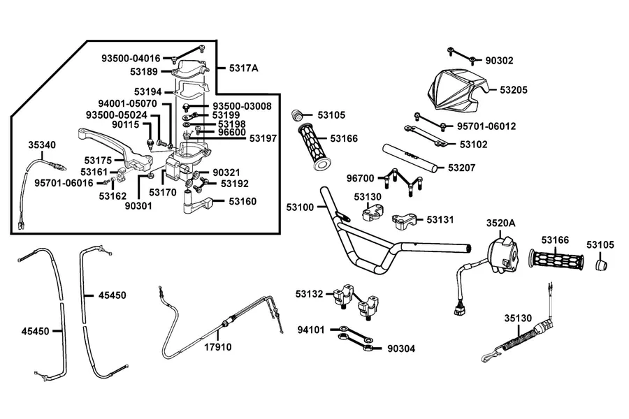 F01 Handle Steering and Handle Cover parts diagram