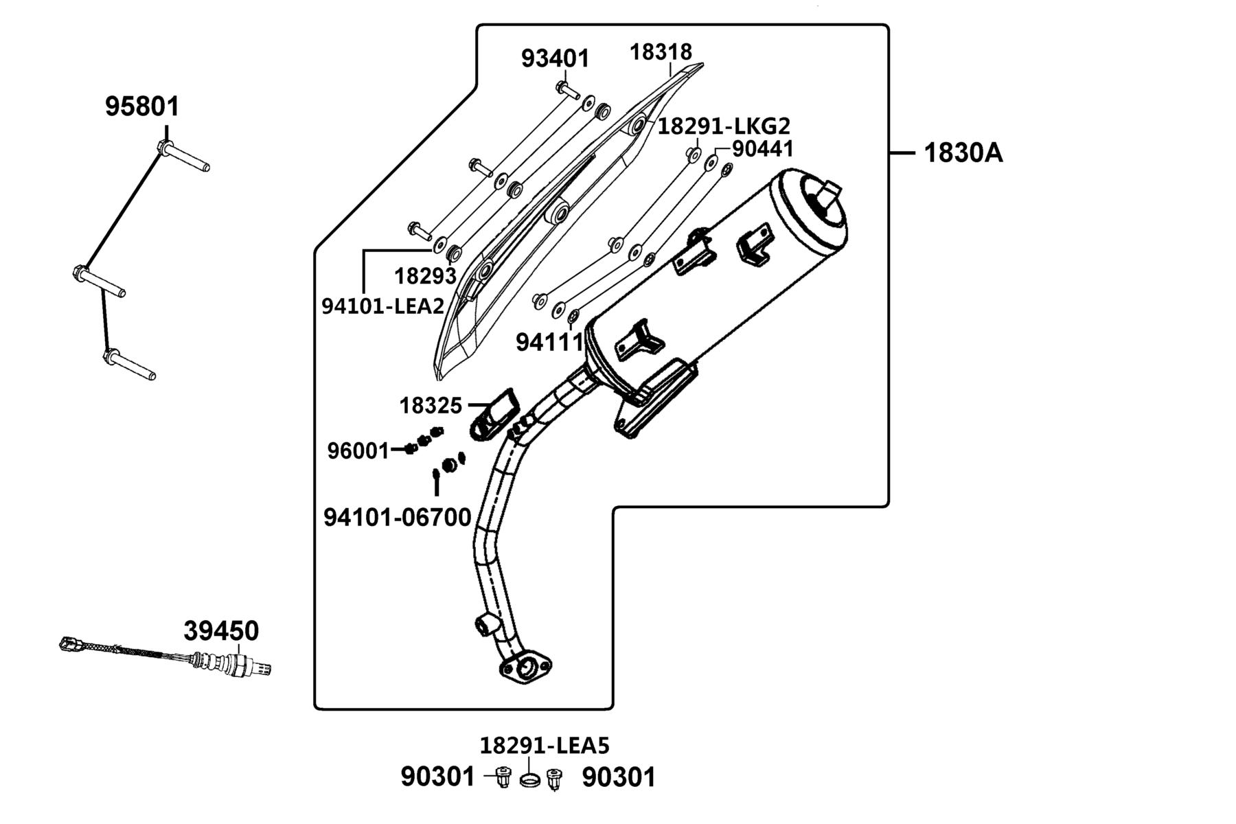 Like 150i ABS(2022) Exhaust Muffler parts diagram