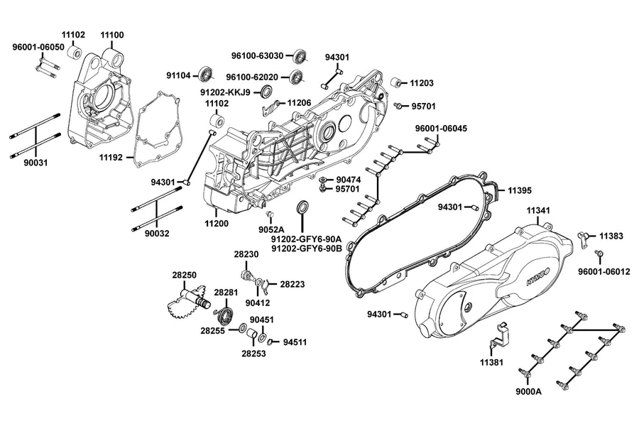 E01 Crank Case parts diagram