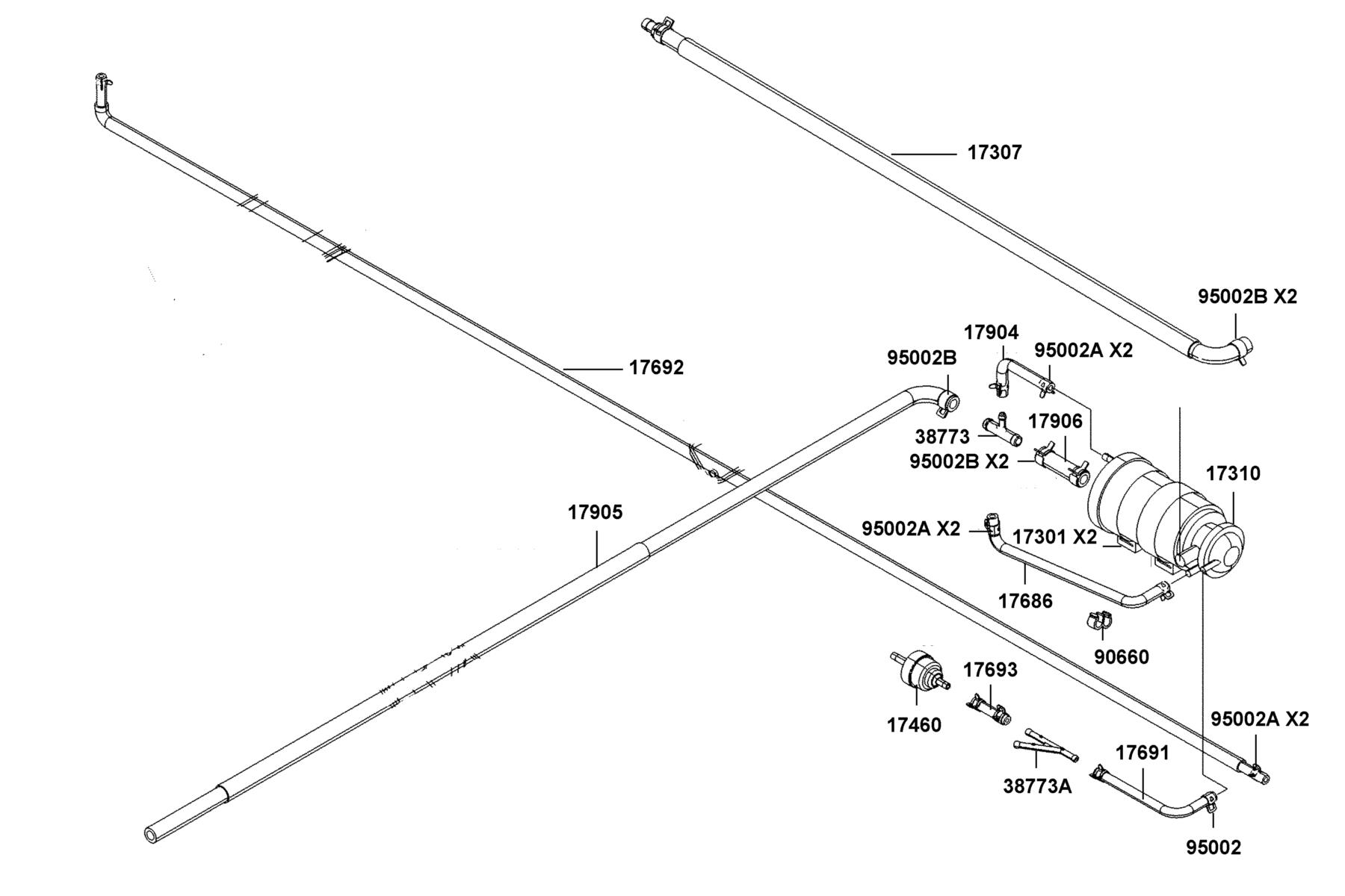 DOWNTOWN GT 125 Canster Pcv ASSY parts diagram