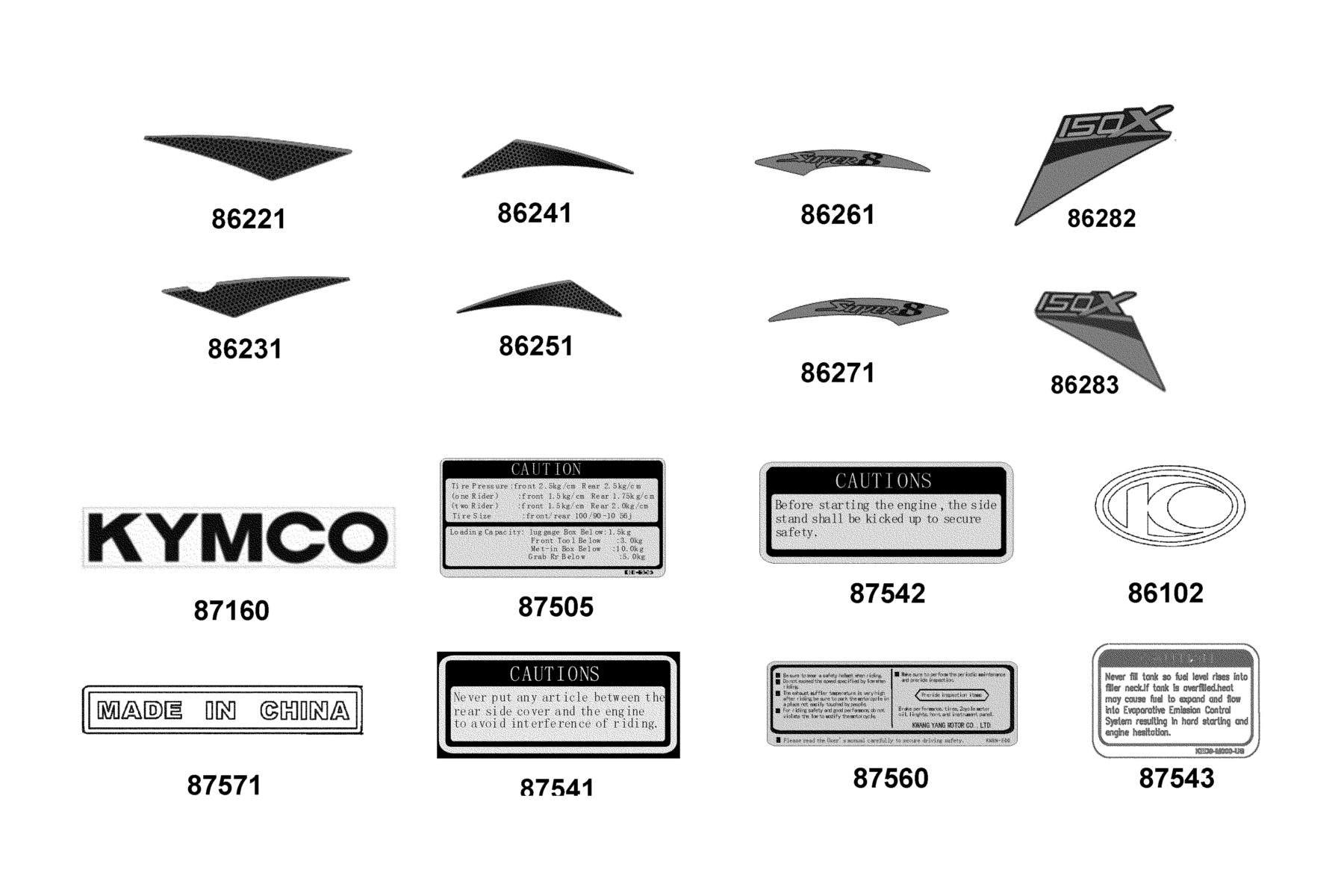 SUPER 8 150X (2021) Emblem ● Stripe parts diagram
