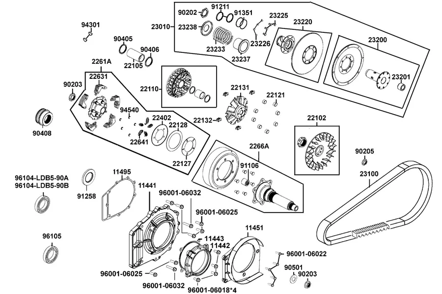 E05 Drive Pulley parts diagram
