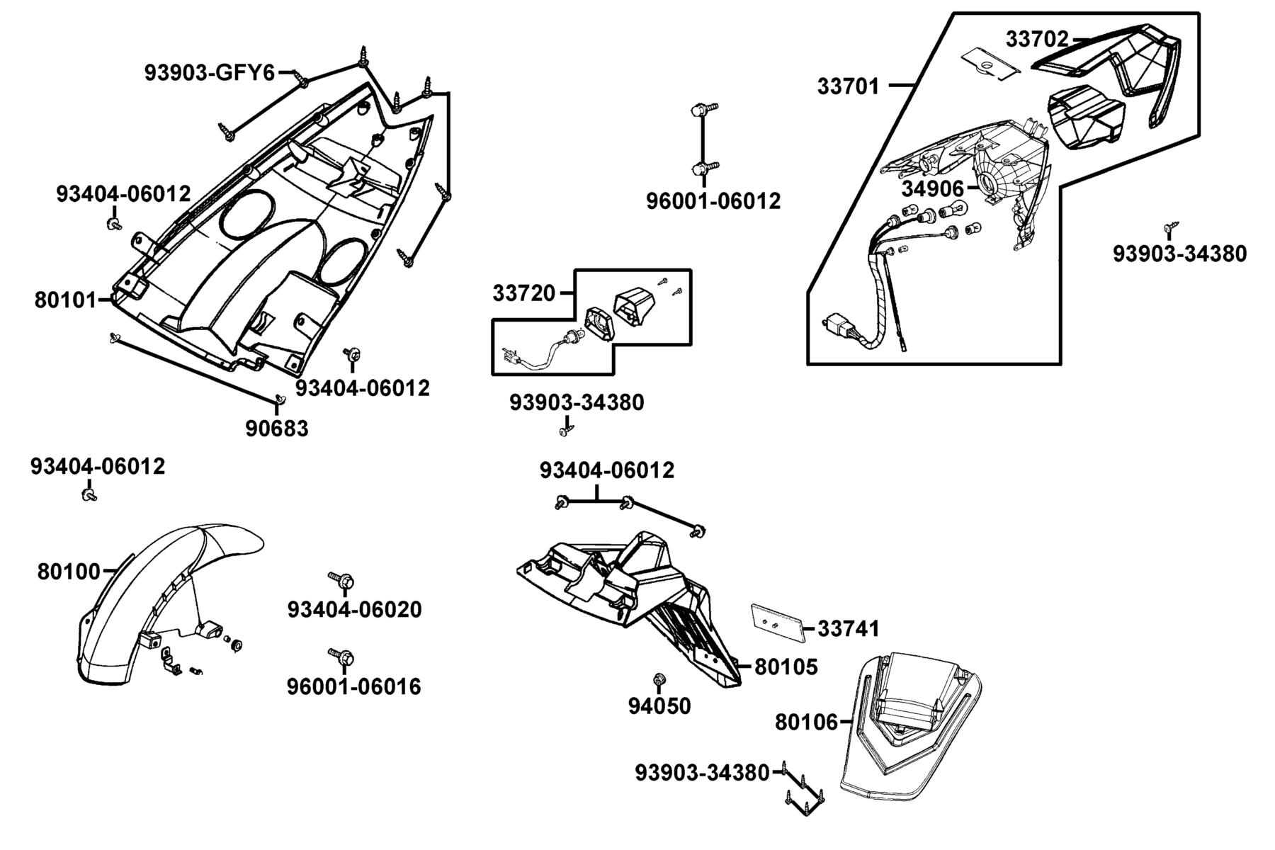 KYMCO SUPER8 150 (2011+) Tail Light parts diagram
