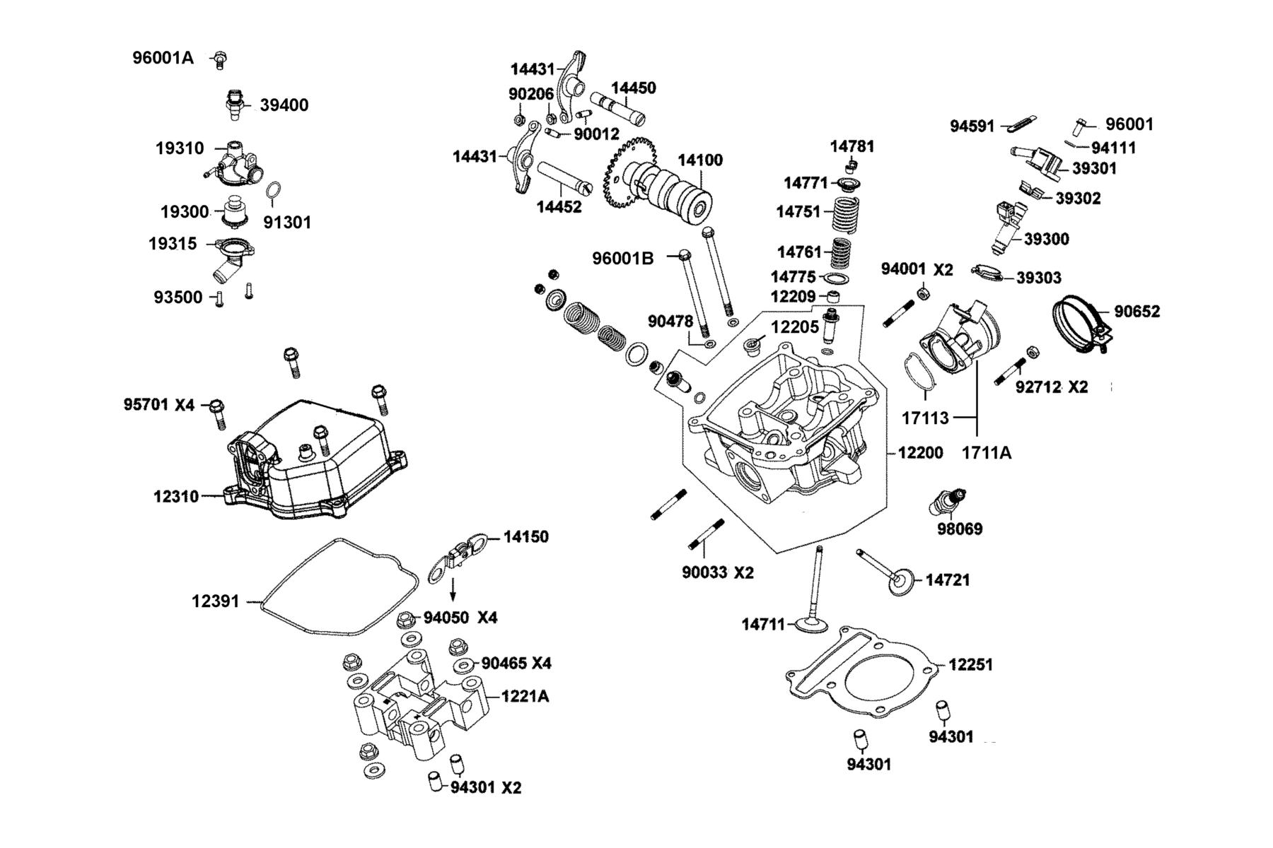 Mongoose 270i(2023MY) Cylinder Head Cover ● Cylinder Head parts diagram
