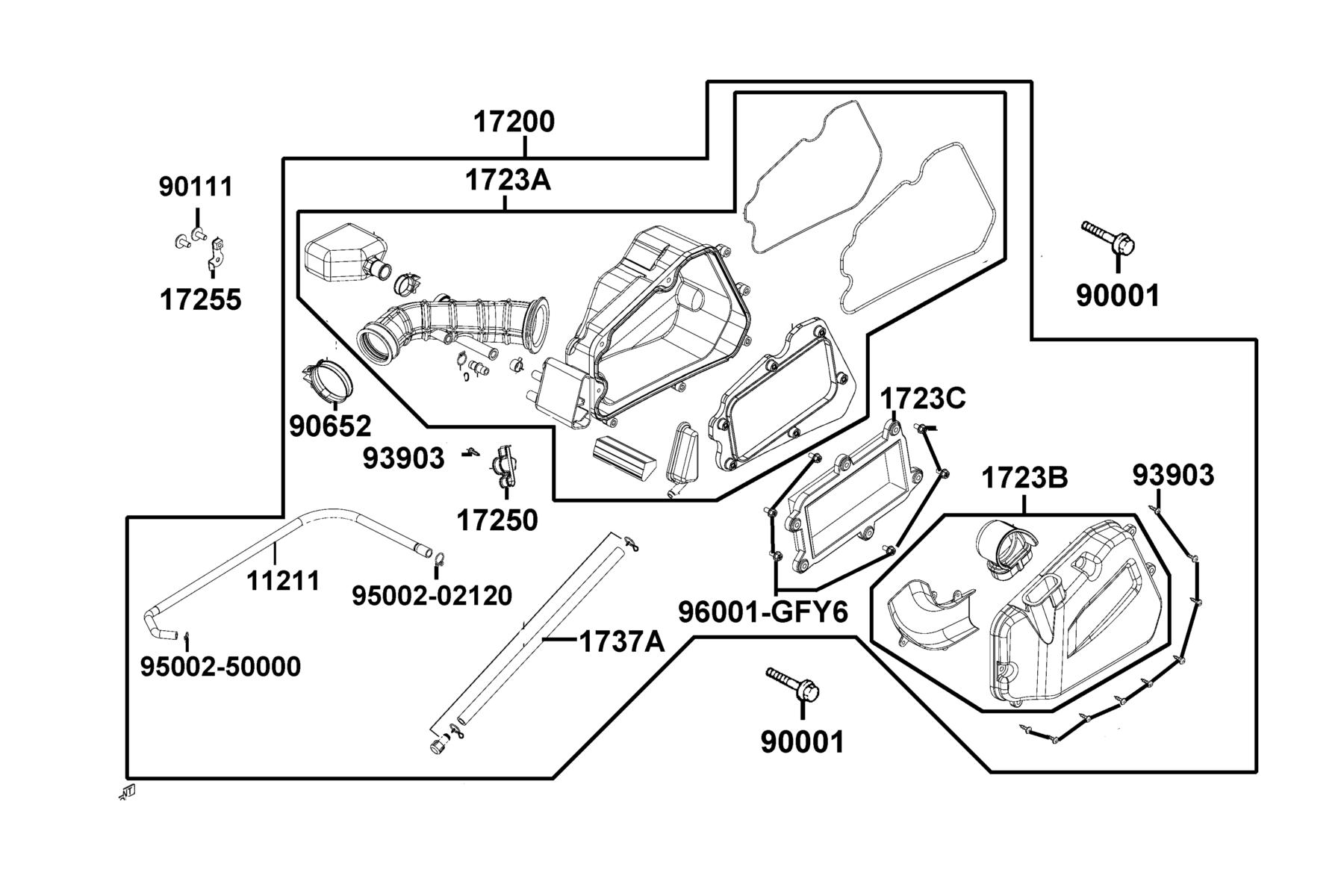 Like 150i ABS (2023) Air Cleaner parts diagram