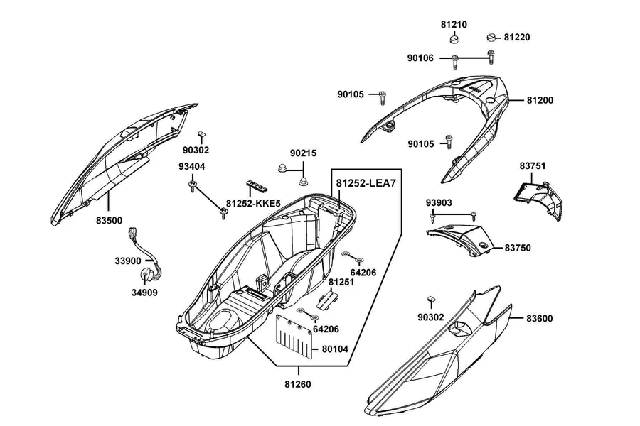 F12 Body Cover and Luggage Box parts diagram