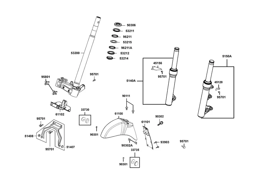 F06 Front Fork and Front Cushion parts diagram