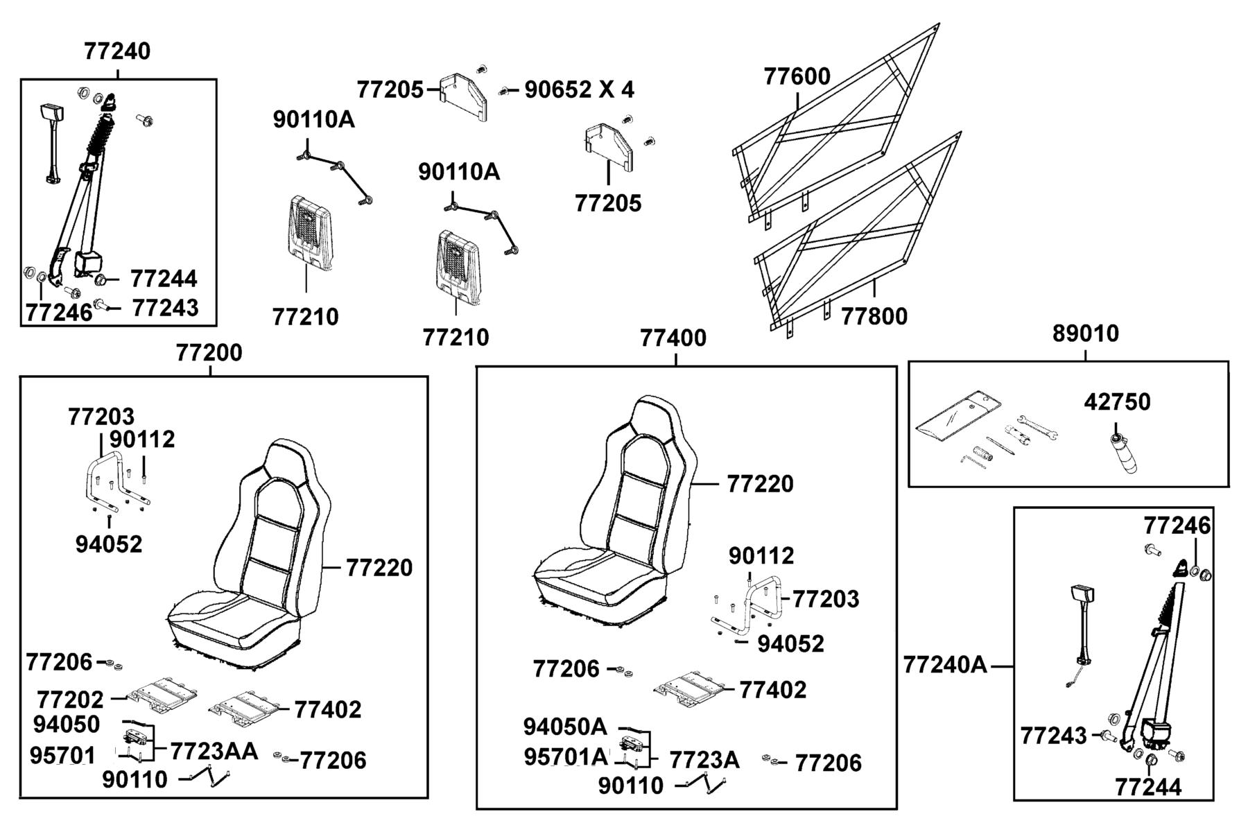 UXV 700i(2020) Seat parts diagram