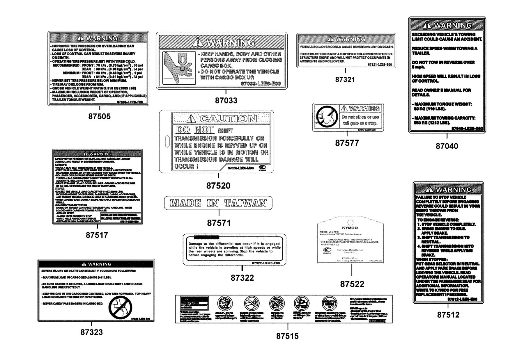 UXV 700i LE EPS (2017~) Caution Label parts diagram