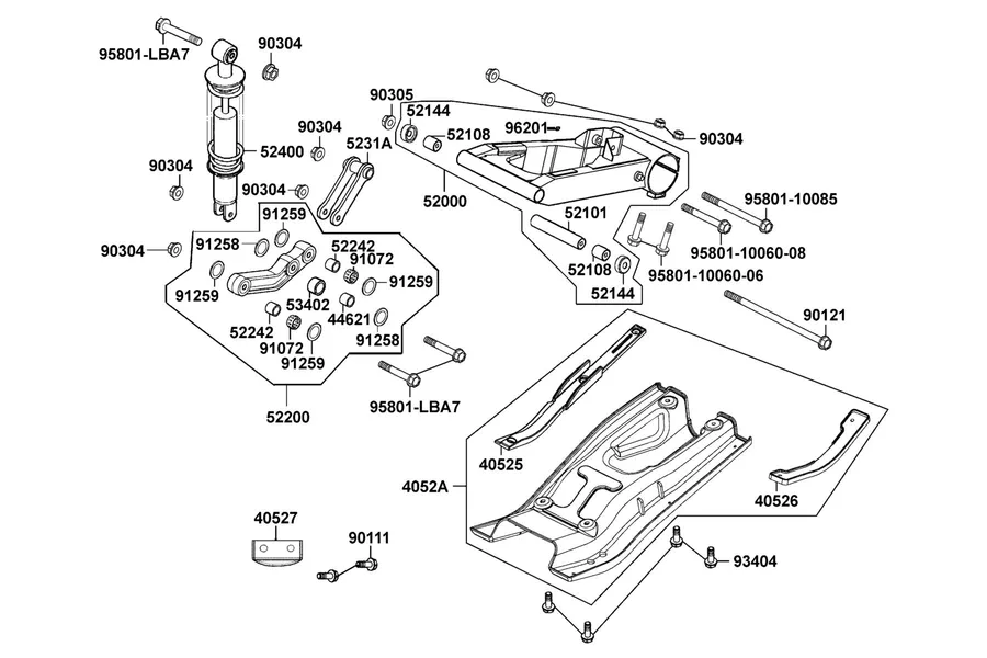 F18 Rear Fork parts diagram