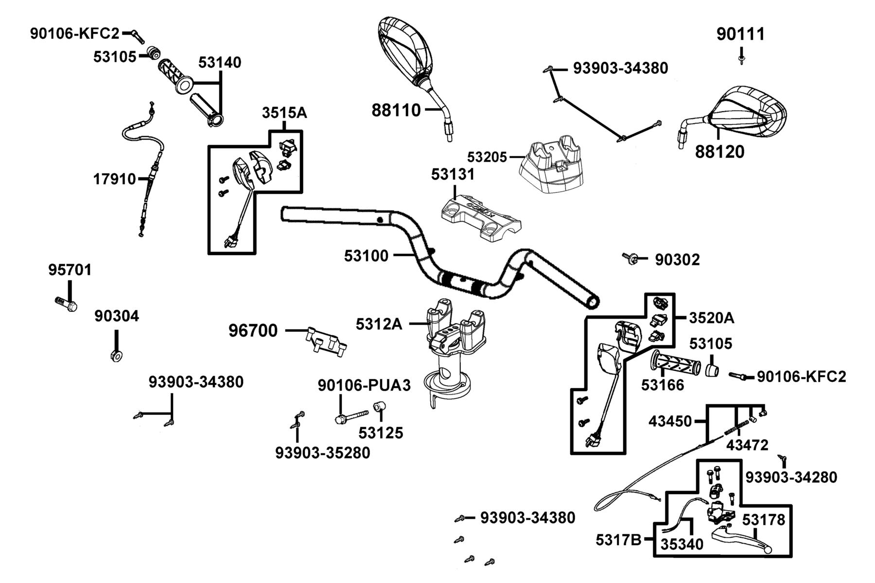 SUPER 8 R Handle Steering ● Handle Cover parts diagram