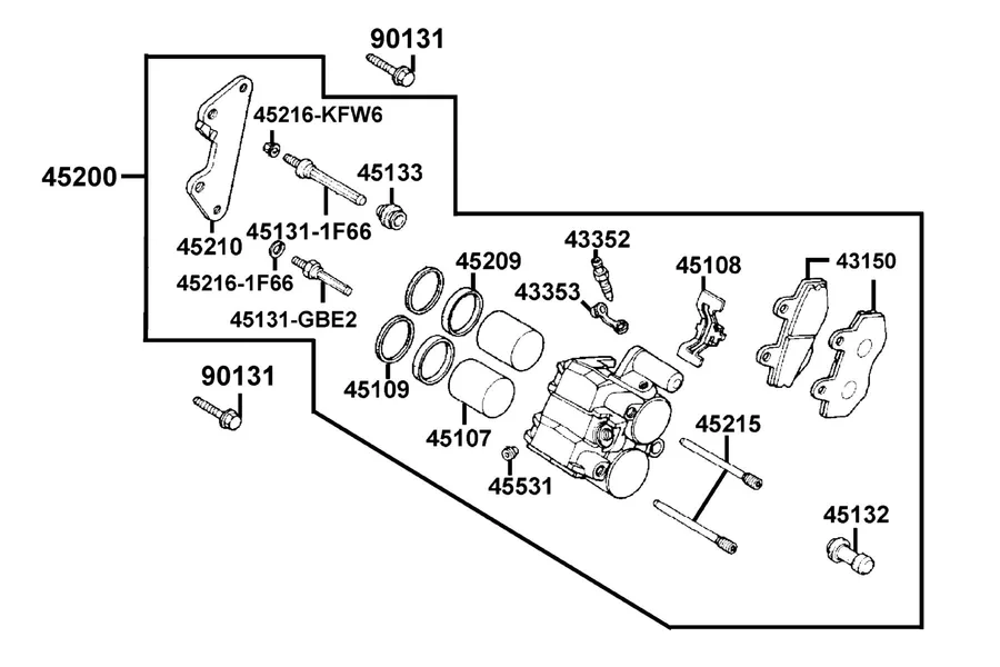 F07 Front Caliper parts diagram