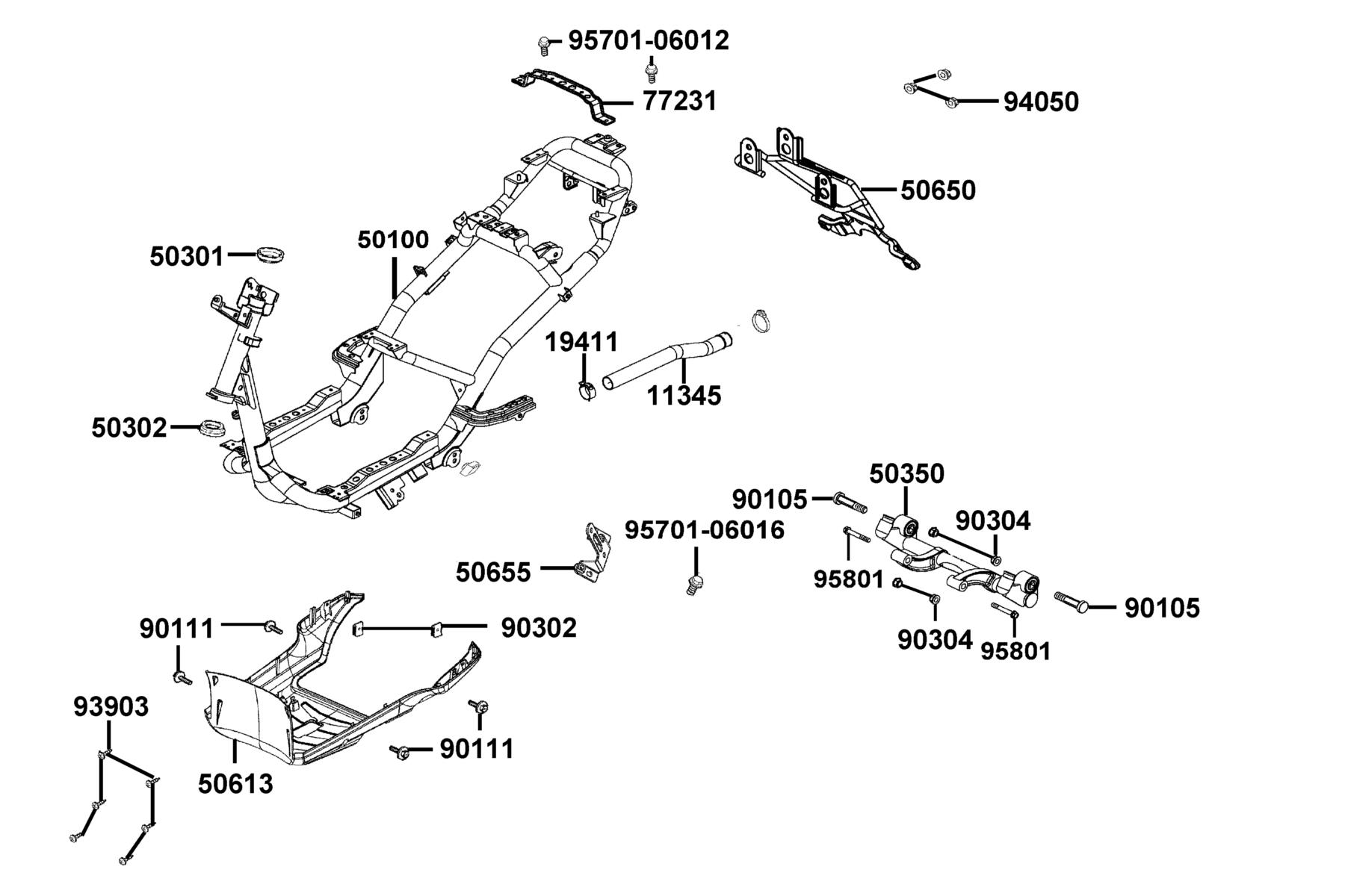 SUPER8 50R ON-ROAD(2017) Frame Body parts diagram