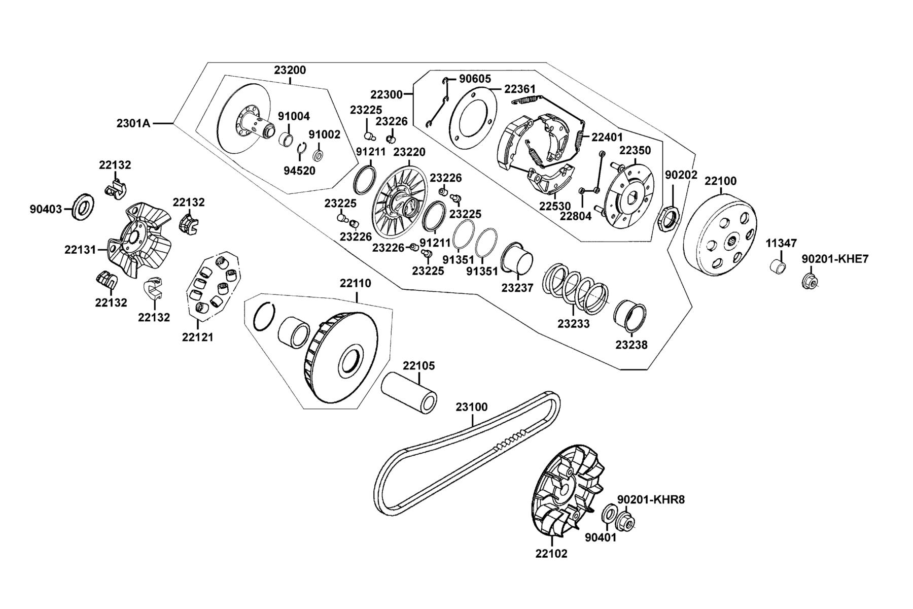 PEOPLE GTi 300 (2016~) Drive Pulley parts diagram