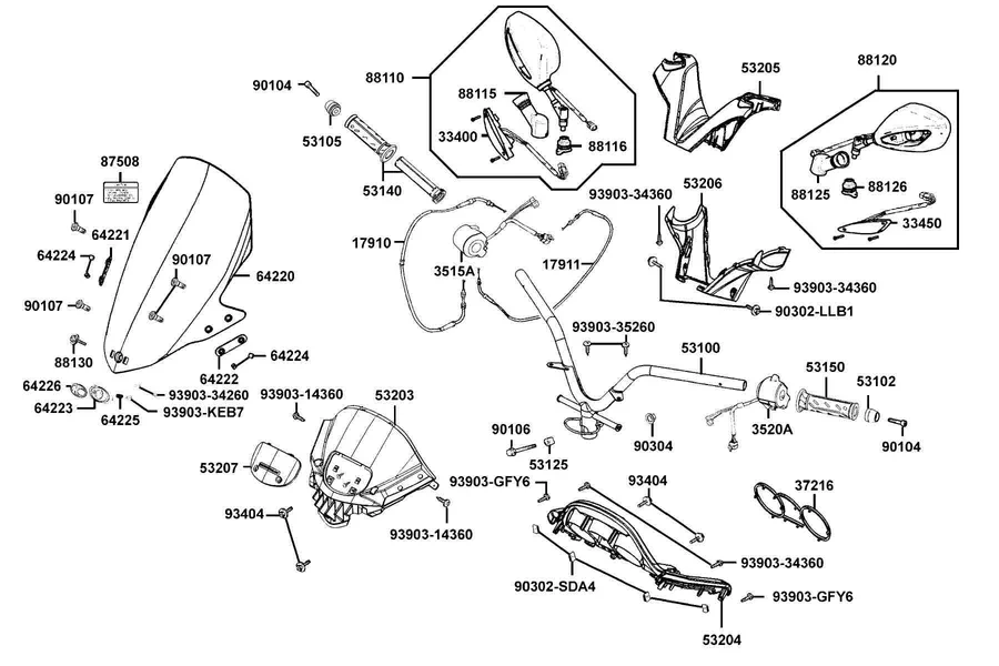 F03 Handle Steering parts diagram