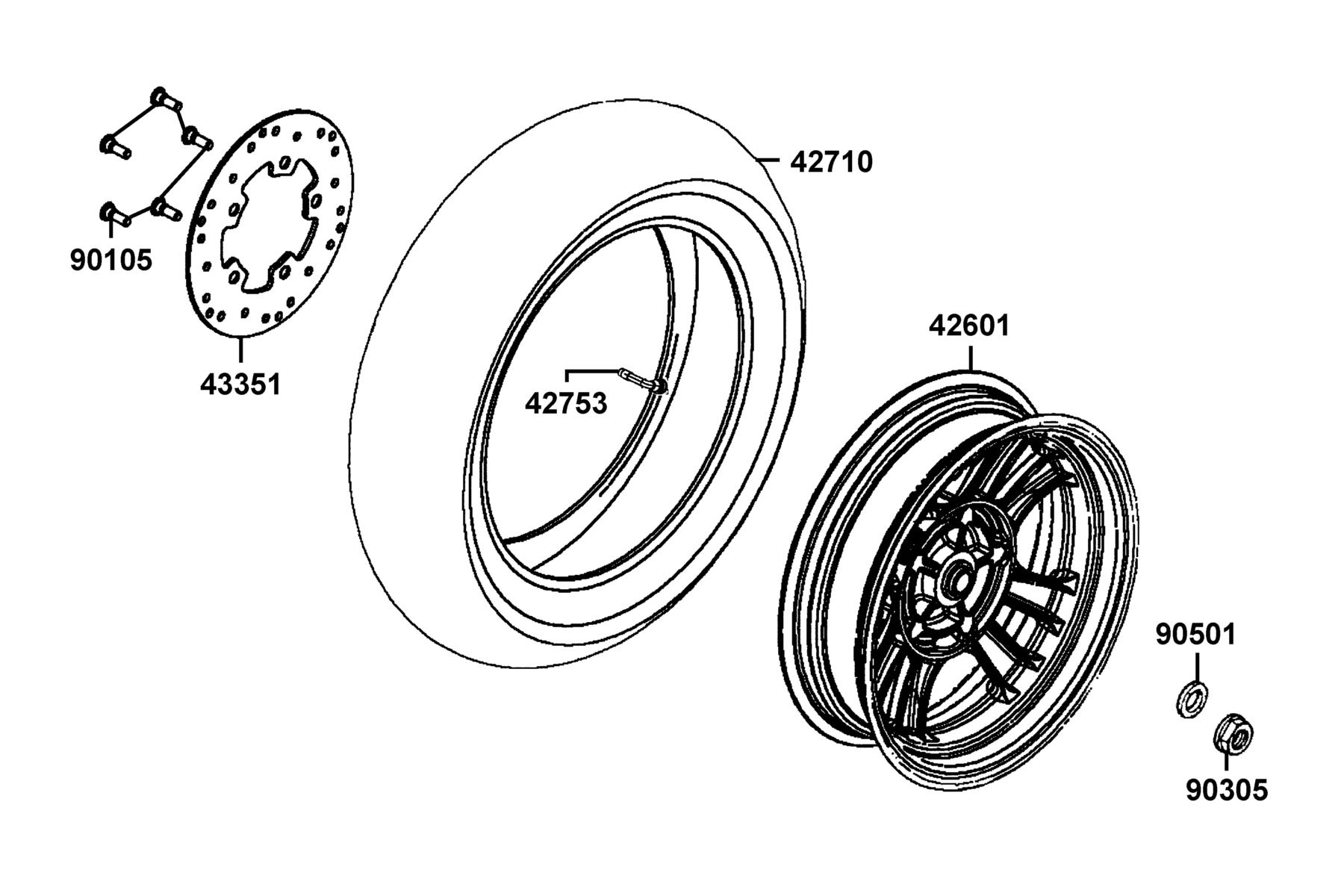 LIKE 200(2010~) Rear Wheel parts diagram
