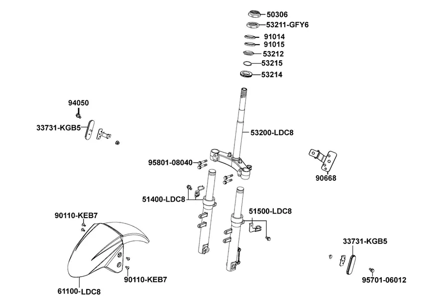 F06 Stem Steering and Front Cushion parts diagram