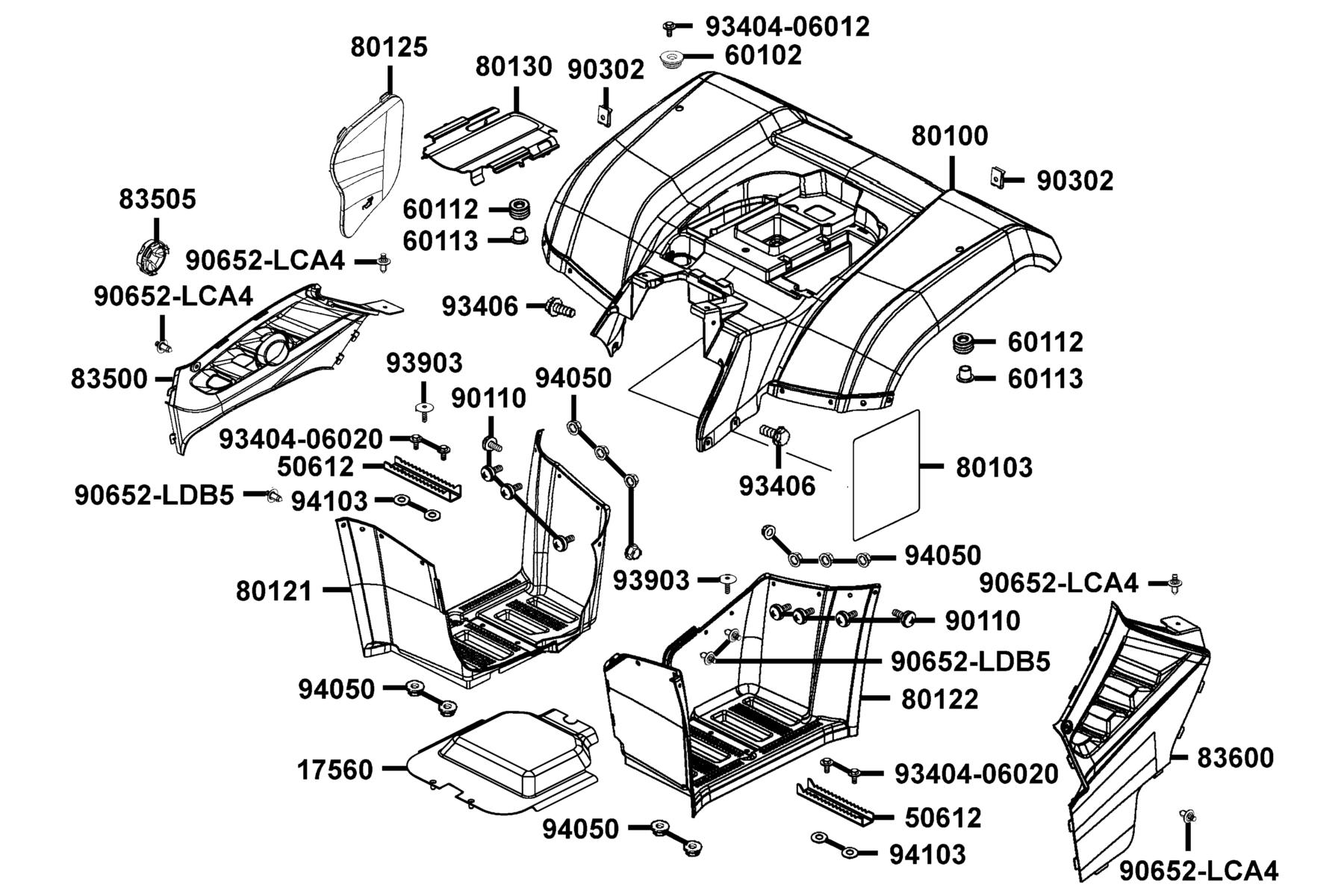 MXU 450i (2024) Fender Rear ● Mudguard  Floor parts diagram