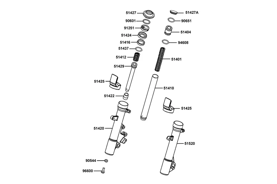 F21 Separated Parts Of Fr Fork parts diagram