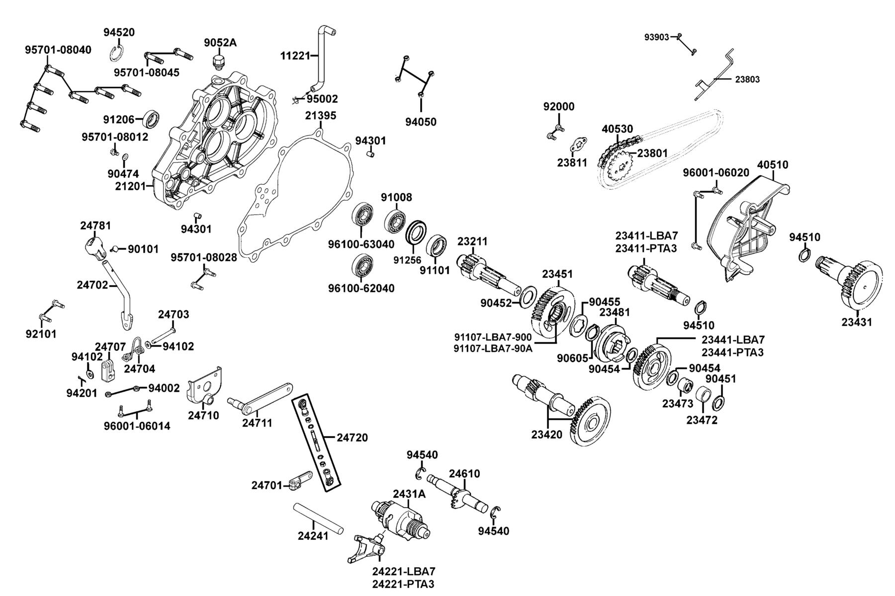 KYMCO MXER 250R Transmission parts diagram