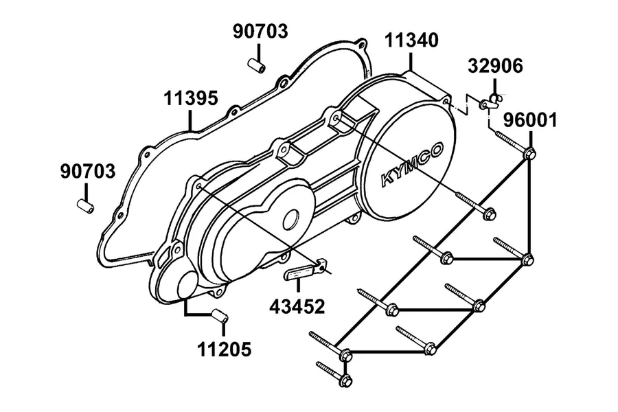 E05 Left Crankcase Cover parts diagram