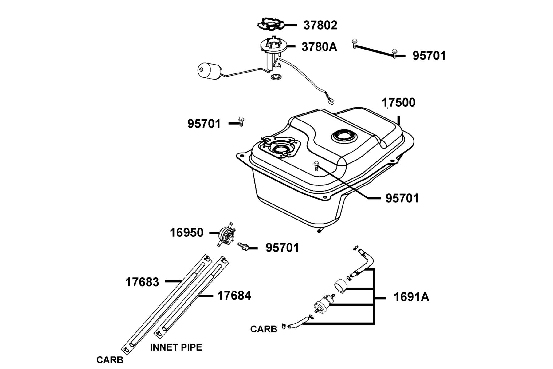 KYMCO Super8 150 (2008+) Fuel Tan parts diagram