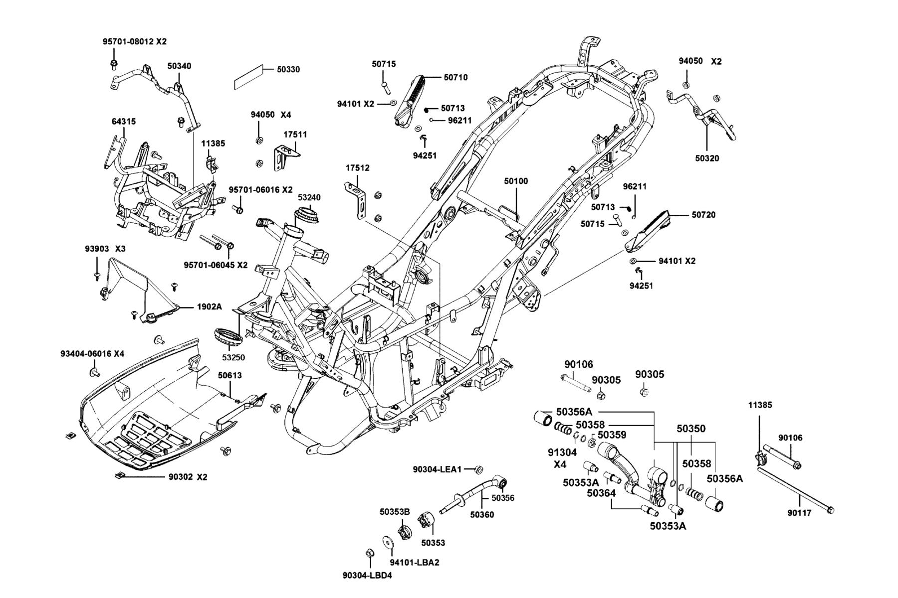 DOWNTOWN GT 350 Frame Body parts diagram