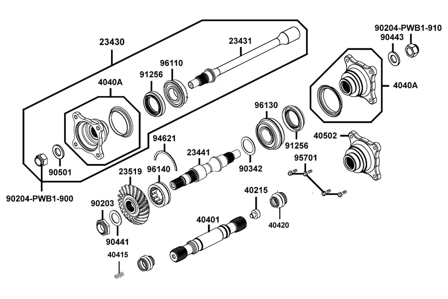 E10 Shaft Drive Front parts diagram