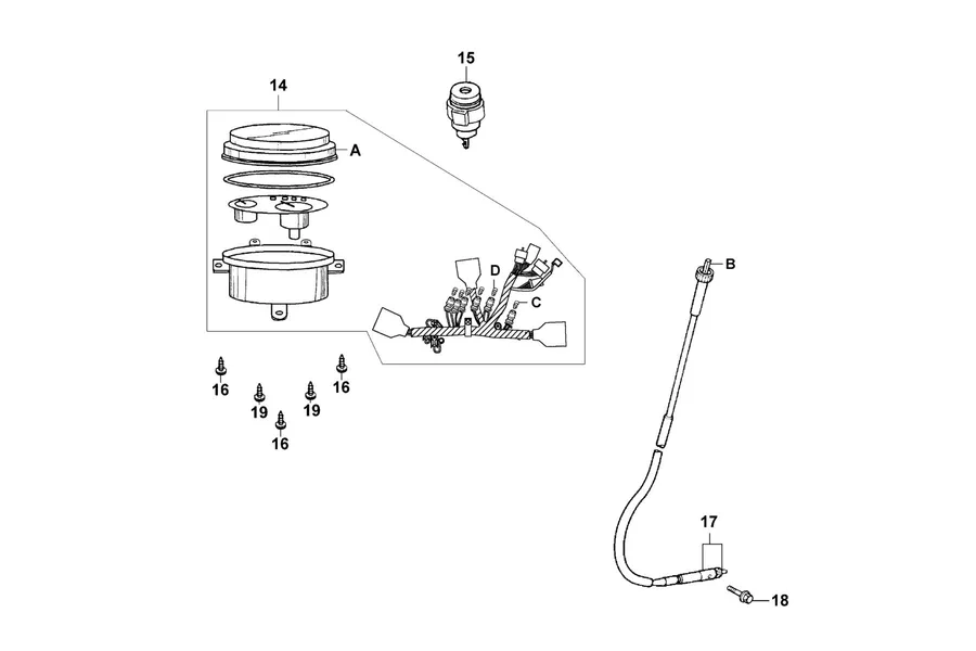 F02 Speedometer parts diagram
