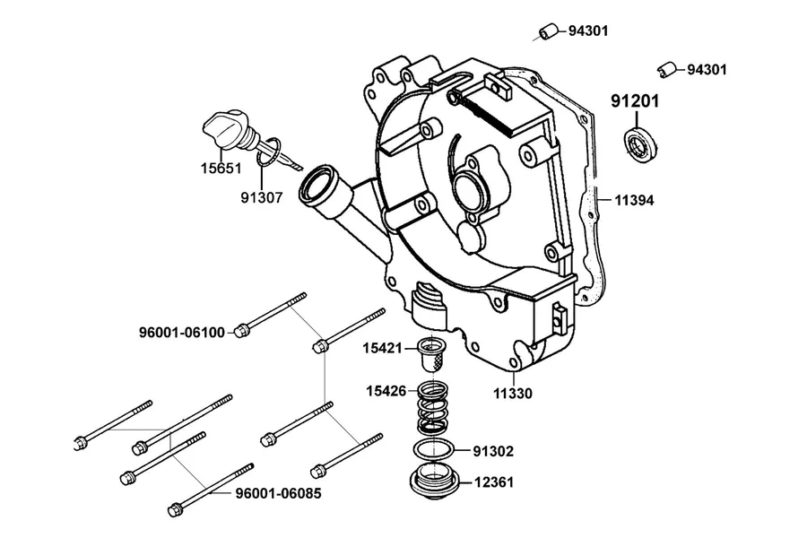 E04 Right Crankcase Cover parts diagram