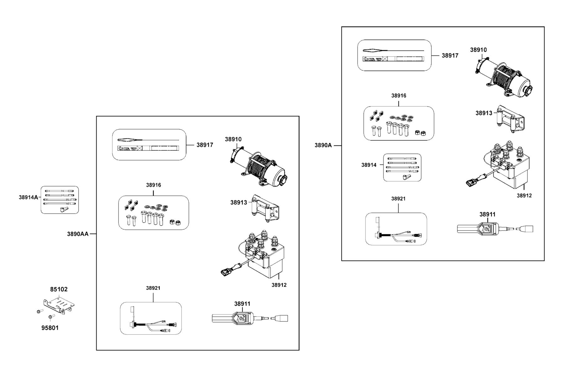 UXV 450i LE (2017~) Assy Winch parts diagram